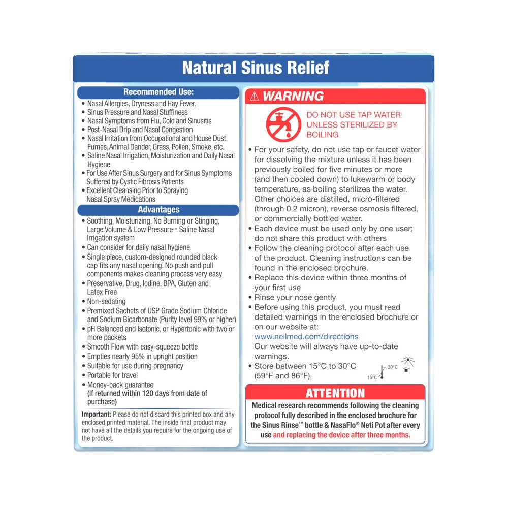 Sinus Rinse Kit with 60 Packets