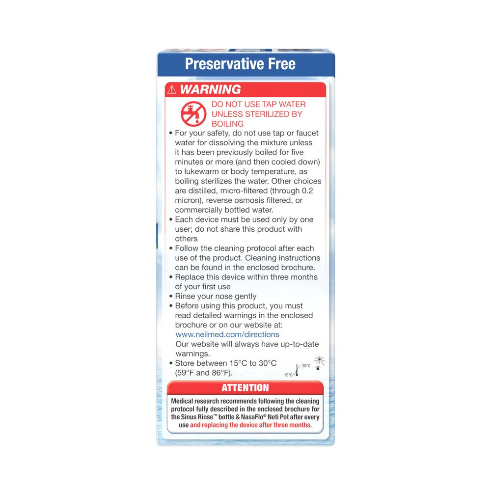 Preservative-free product packaging with warning and usage instructions on a white background