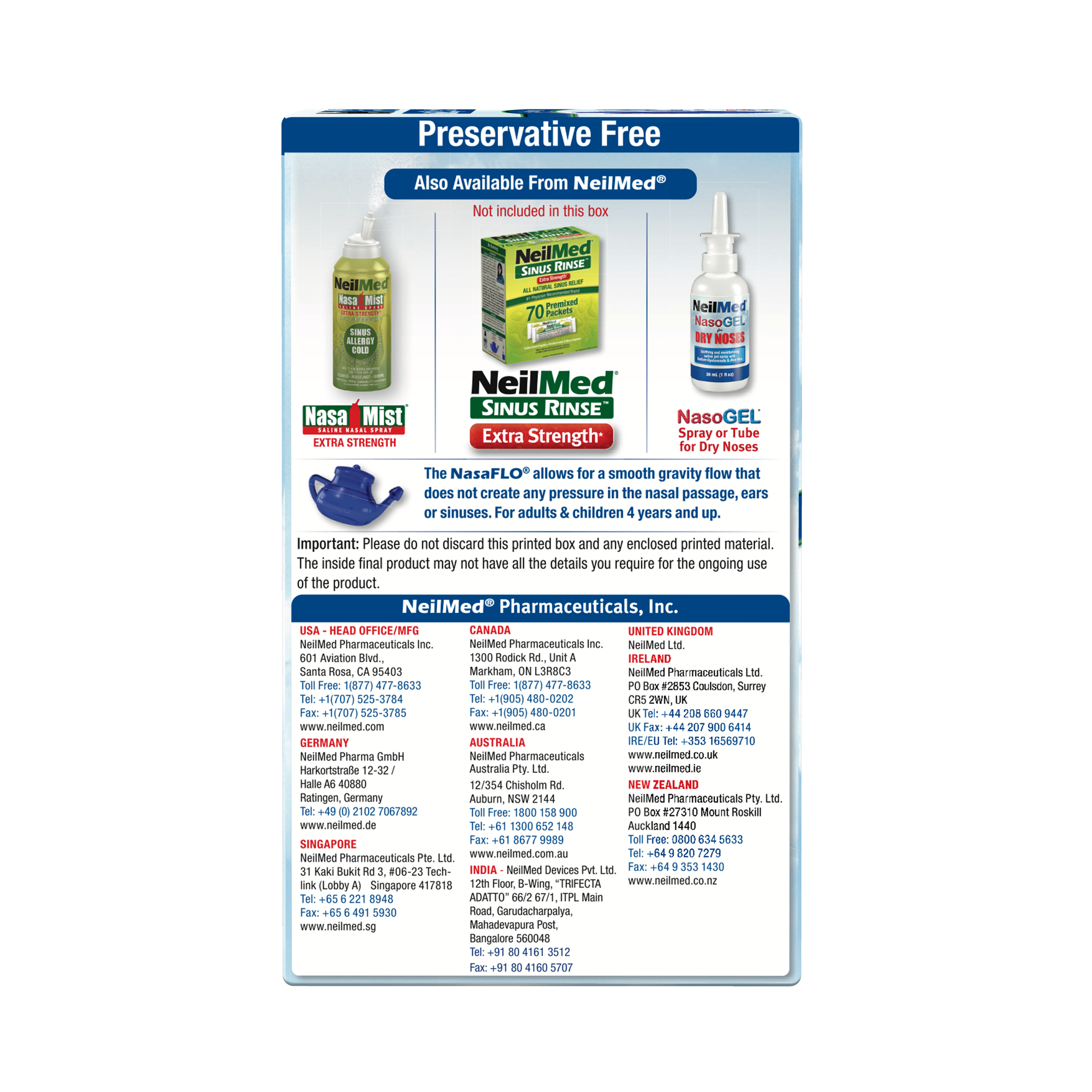 NasaFlo Neti Pot with 60 Packets