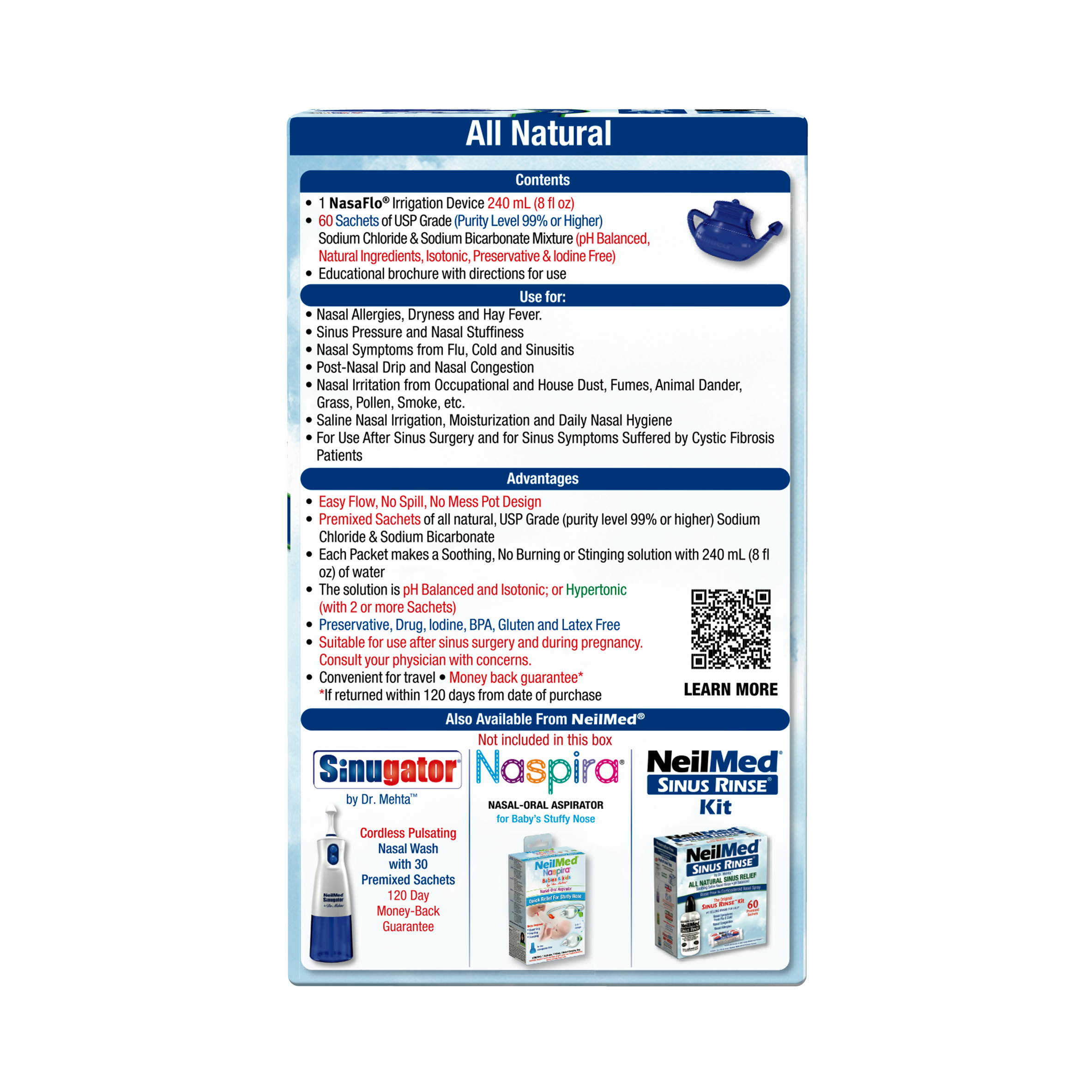 NasaFlo Neti Pot with 60 Packets